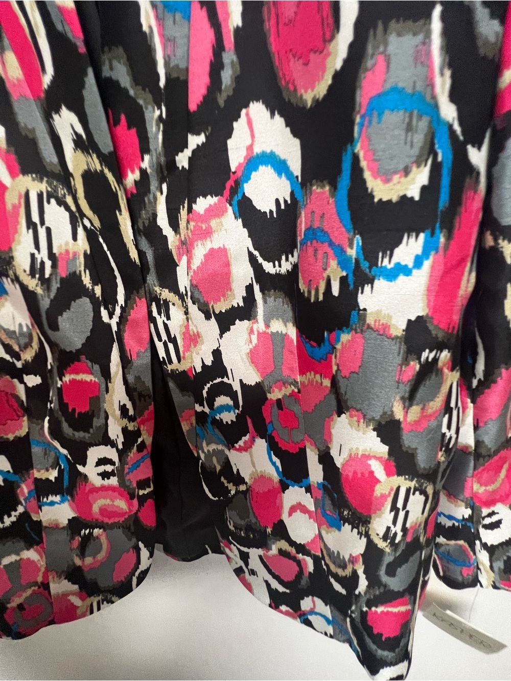 KASPER MULTICOLOR OPEN FRONT PRINTED BLAZER PINK/WHITE/BLACK/BLUE BLACK LINING - Picture 8 of 12